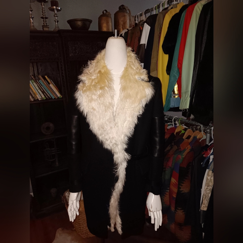 Belstaff wool leather and fur coat.